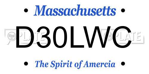 D30LWC Massachusetts License Plate