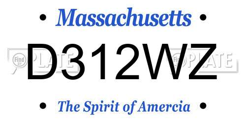D312WZ Massachusetts License Plate