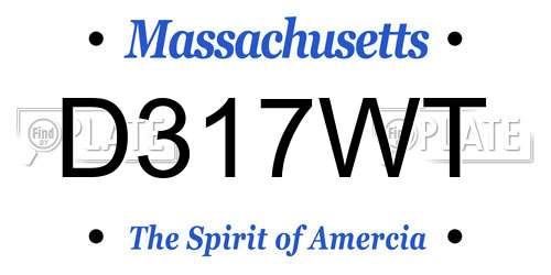 D317WT Massachusetts License Plate