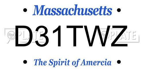 D31TWZ Massachusetts License Plate