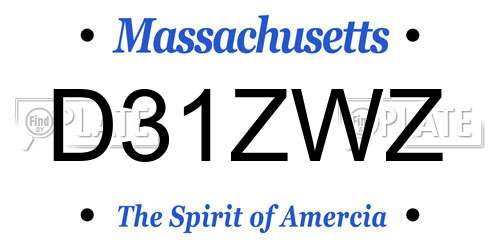 D31ZWZ Massachusetts License Plate