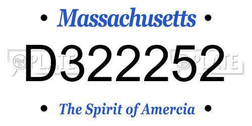 D322252 Massachusetts License Plate