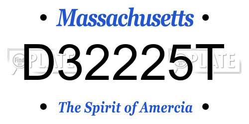 D32225T Massachusetts License Plate