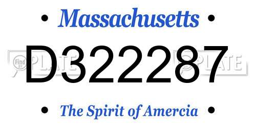 D322287 Massachusetts License Plate