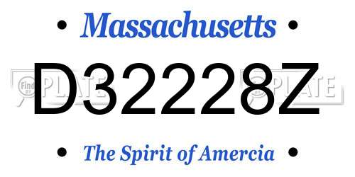 D32228Z Massachusetts License Plate