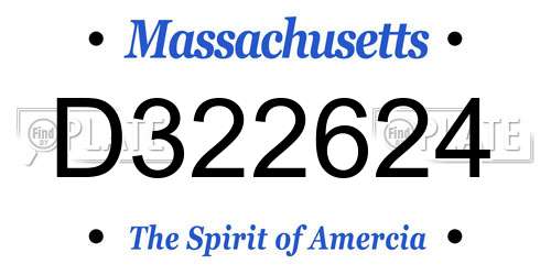 D322624 Massachusetts License Plate
