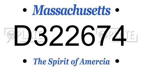 D322674 Massachusetts License Plate