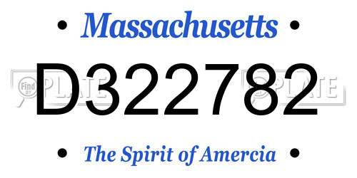 D322782 Massachusetts License Plate