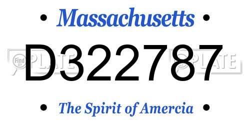 D322787 Massachusetts License Plate