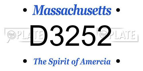 D3252 Massachusetts License Plate