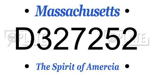 D327252 Massachusetts License Plate