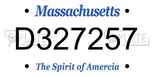D327257 Massachusetts License Plate