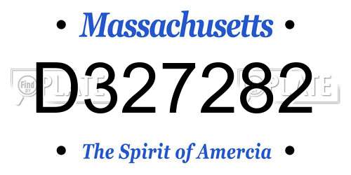 D327282 Massachusetts License Plate