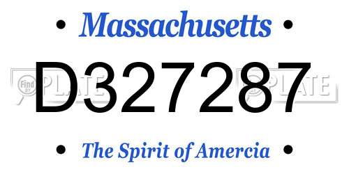 D327287 Massachusetts License Plate