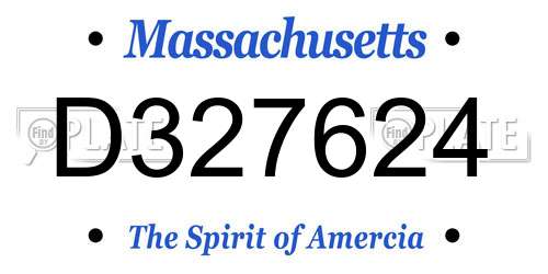 D327624 Massachusetts License Plate