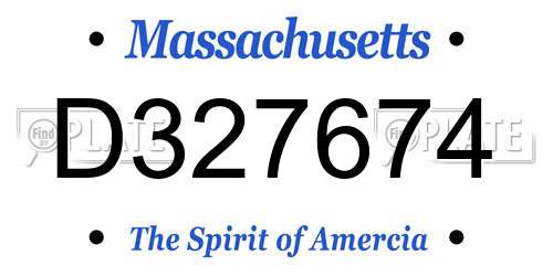 D327674 Massachusetts License Plate