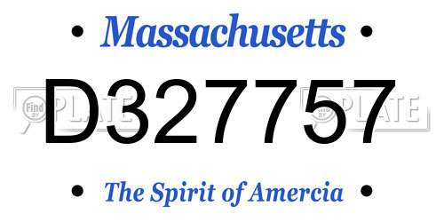 D327757 Massachusetts License Plate