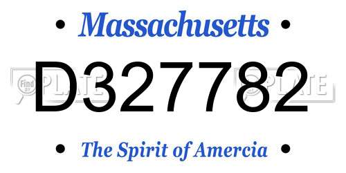 D327782 Massachusetts License Plate