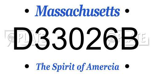 D33026B Massachusetts License Plate