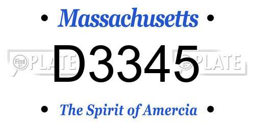 D3345 Massachusetts License Plate