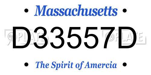 D33557D Massachusetts License Plate