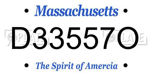 D33557O Massachusetts License Plate