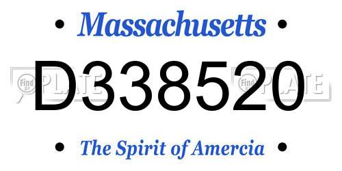 D338520 Massachusetts License Plate