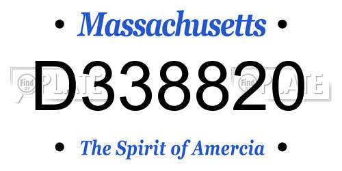 D338820 Massachusetts License Plate
