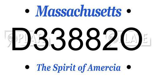 D33882O Massachusetts License Plate