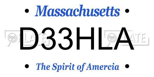 D33HLA Massachusetts License Plate