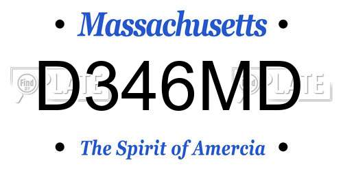 D346MD Massachusetts License Plate
