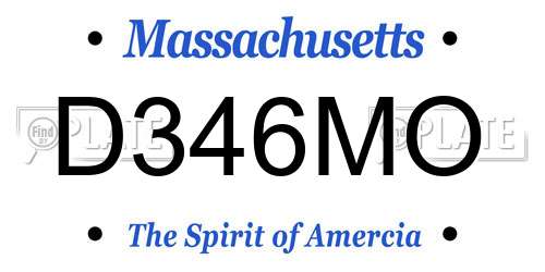 D346MO Massachusetts License Plate