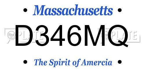 D346MQ Massachusetts License Plate