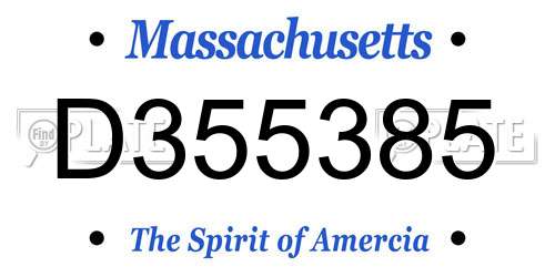 D355385 Massachusetts License Plate