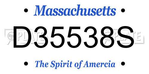 D35538S Massachusetts License Plate