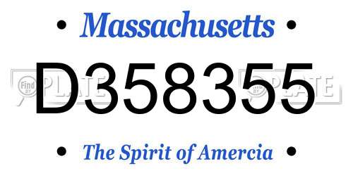 D358355 Massachusetts License Plate