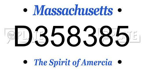 D358385 Massachusetts License Plate