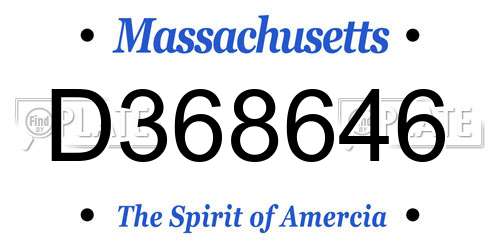 D368646 Massachusetts License Plate