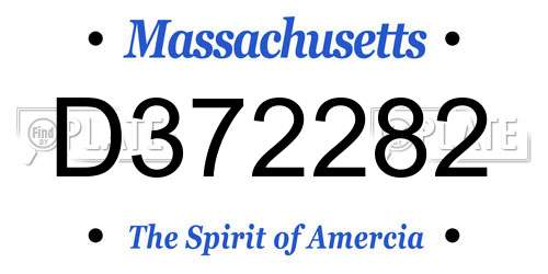 D372282 Massachusetts License Plate
