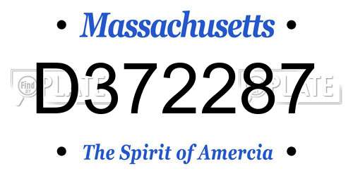 D372287 Massachusetts License Plate