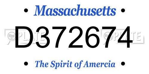 D372674 Massachusetts License Plate