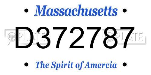 D372787 Massachusetts License Plate