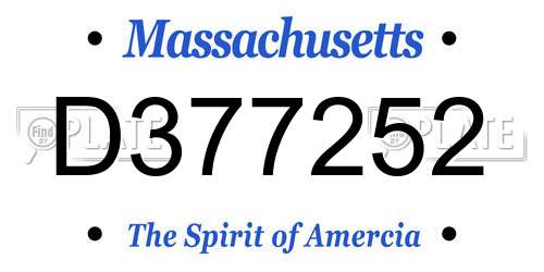 D377252 Massachusetts License Plate