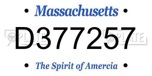 D377257 Massachusetts License Plate