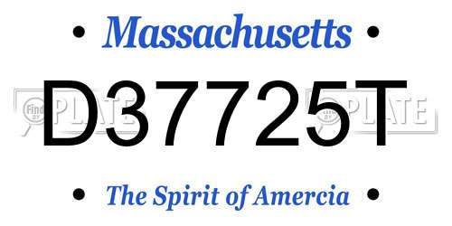 D37725T Massachusetts License Plate