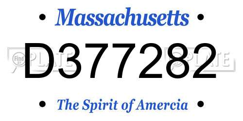 D377282 Massachusetts License Plate