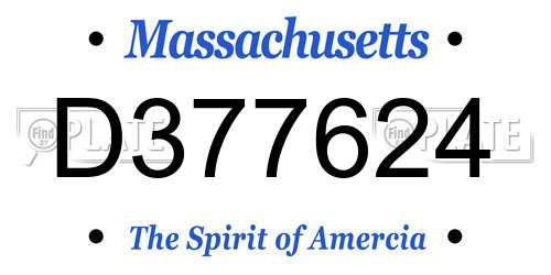 D377624 Massachusetts License Plate