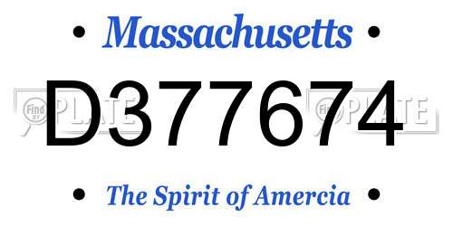 D377674 Massachusetts License Plate