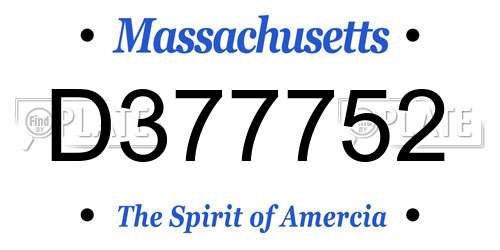 D377752 Massachusetts License Plate