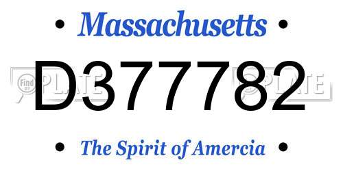 D377782 Massachusetts License Plate